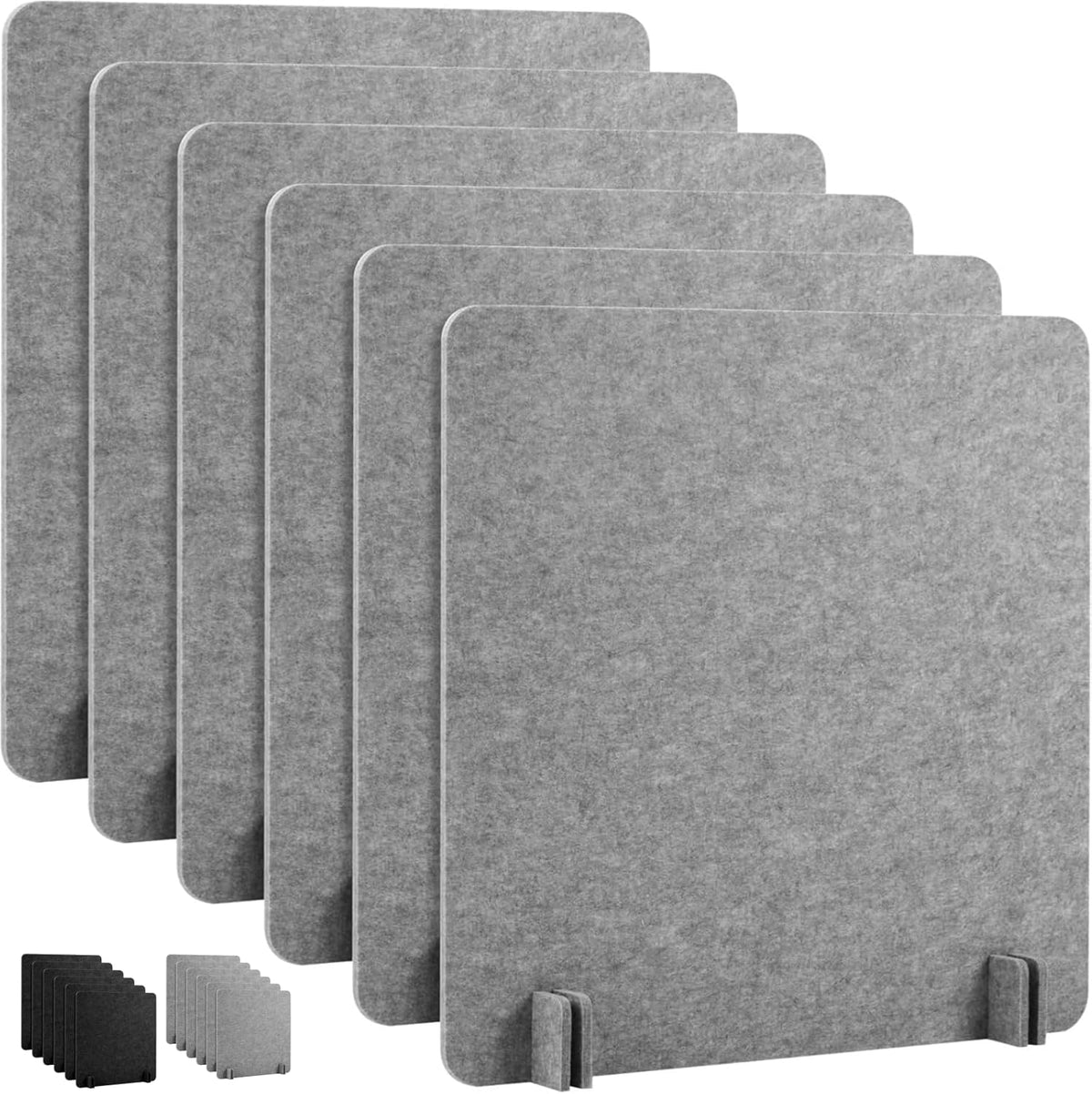 6Pcs Acoustic Desk Divider Desk Partition 60cm x 60cm Stand Up Freestanding Desk Privacy Panel Noise and Visual Distractions Reducing Table Divider for Student Reception Area Office,Light Grey