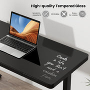 Electric Standing Desk with Drawer, Height Adjustable Desk with Whole Piece Tempered Glass Top, Sit Stand Desk with 2 Memory Positions & USB Type-C Outlets for Home Office 120x60 cm