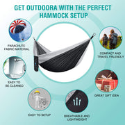 Portable 210D Nylon Camping Hammock – Black & Grey