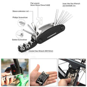 A35 Bike Repair Kit - 120 PSI Mini Pump & 16 in 1 Bicycle Multi Tool with Handy Bag Included Glueless Tire Tube Patches & Tire Levers