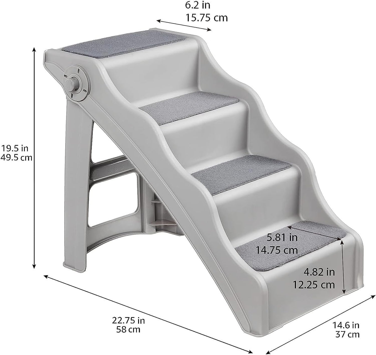 Grey Foldable Pet Steps – Approx. 37 × 58 × 49.5 cm