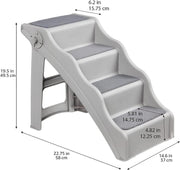 Grey Foldable Pet Steps – Approx. 37 × 58 × 49.5 cm