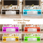 TV Cabinet with LED Lights, 160cm Modern Entertainment Center TV Unit Stand with Storage Cabinet and Glass Shelf, Media Console Table for Living Room, Bedroom,