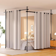 Tension Curtain Rod for Room Partition, No Drilling, 121-304cm(H) 71-434cm(W) | Floor to Ceiling Room Divider, Black, Strong Weight Capacity, Quick Assemble, Wall Divider for Bedroom Dorm Privacy