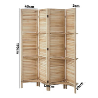 Oikiture Natural Paulownia-Wood 4-Panel Room Divider