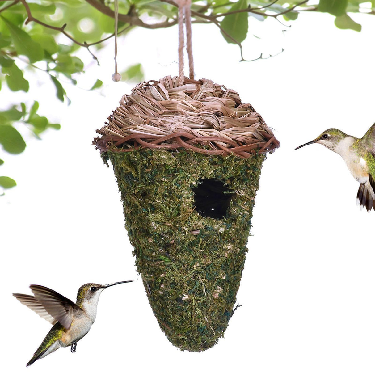 Natural Hummingbird Nest, Grass Bird House, Breathable Handwoven Protection, Hummingbird Sleeping Bags, Dangling Bird Houses for Branches, Tree