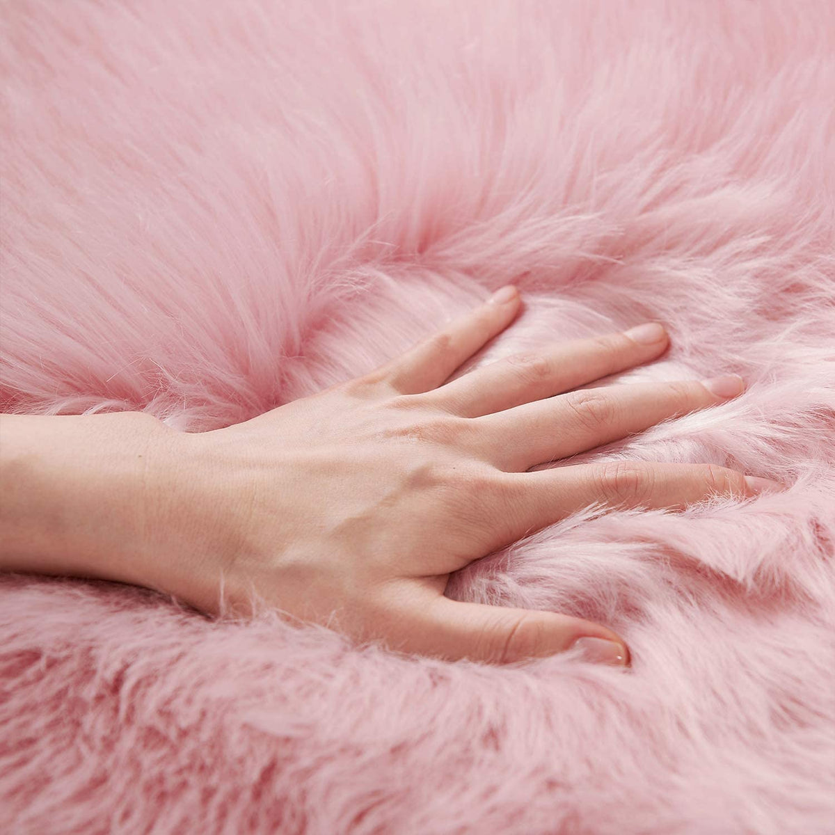 60 × 180 cm Pink Faux-Sheepskin Fur Runner