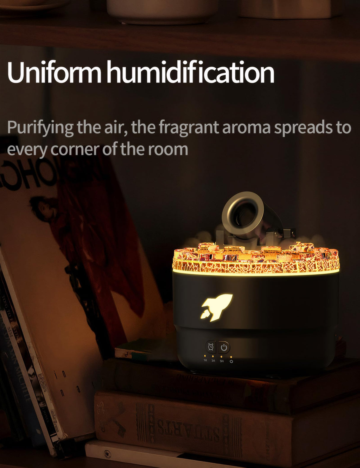 Cannon Blast Cloud Humidifier Vapor Aroma Desktop Portable Air Mist LED Diffuser for Bedroom (black)