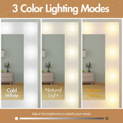 Dressing Table Stool Set with Large Make up Mirror 12 LED Bulbs Vanity Desk with 4 Storage Drawers and 1 Cabinet for Women Girls Kids Wooden Home Bedroom Furniture White