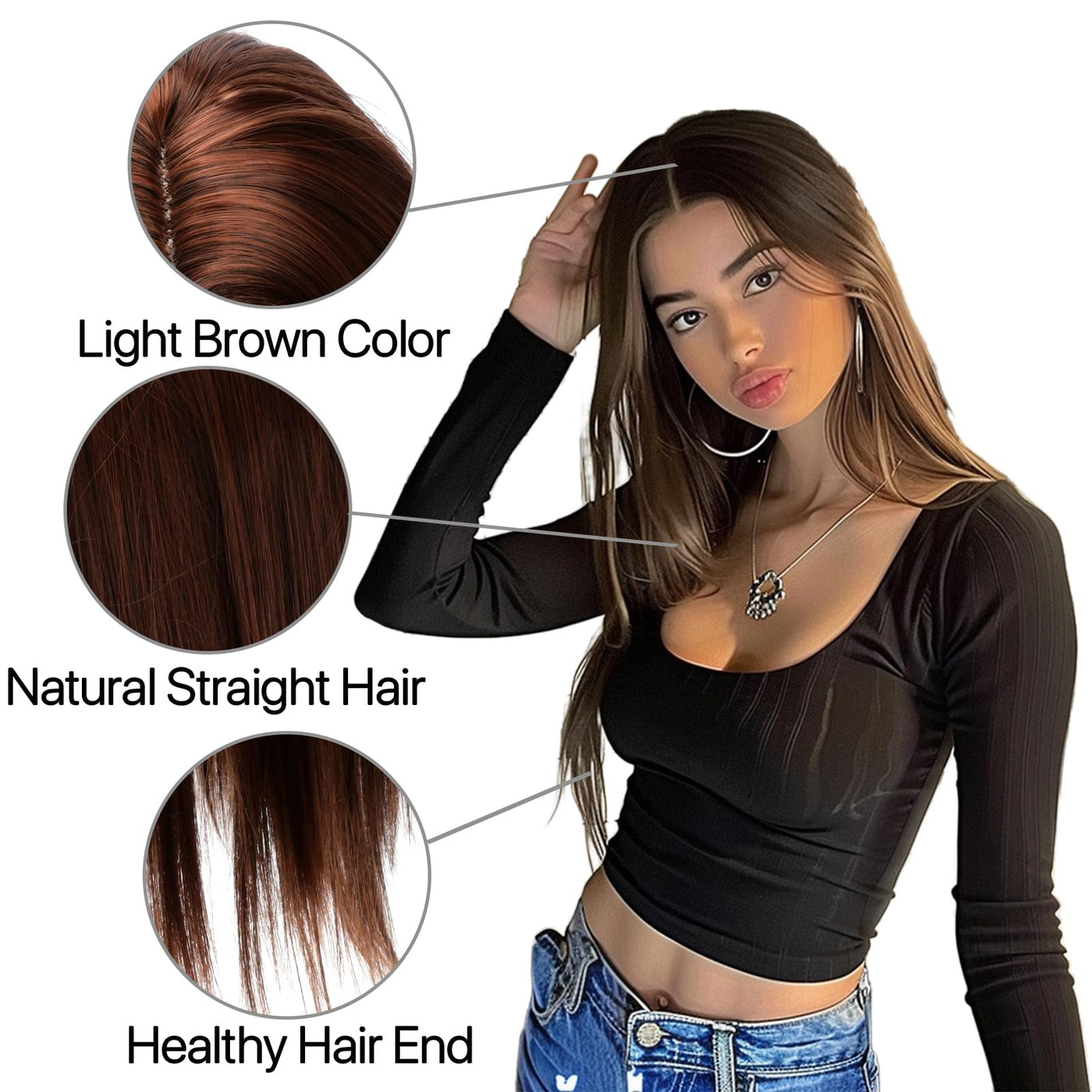 28-Inch Long Straight Synthetic Wig – Multiple Colours