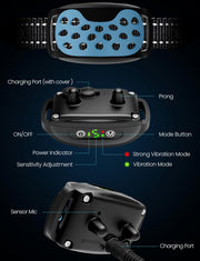 Dog Bark Collar Rechargeable No Shock Barking Collar, Waterproof Smart Beep Vibration Anti Barking Training Collar with 5 Adjustable Sensitivity for Small Medium Large Dogs