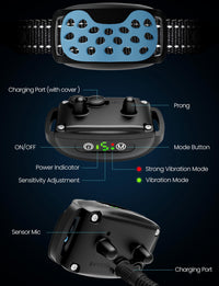 Dog Bark Collar Rechargeable No Shock Barking Collar, Waterproof Smart Beep Vibration Anti Barking Training Collar with 5 Adjustable Sensitivity for Small Medium Large Dogs