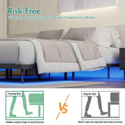 Floating-Look Double Metal Platform Bed with 3-Sided LED Lighting