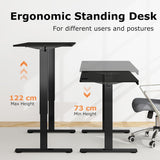 Giantex Electric Standing Desk, 140 x 60 cm Sit Stand Home Office Desk with 3 Memory Height Settings, Height Adjustable Computer Desk with 2 Hanging Hooks & Cable Management (Black)