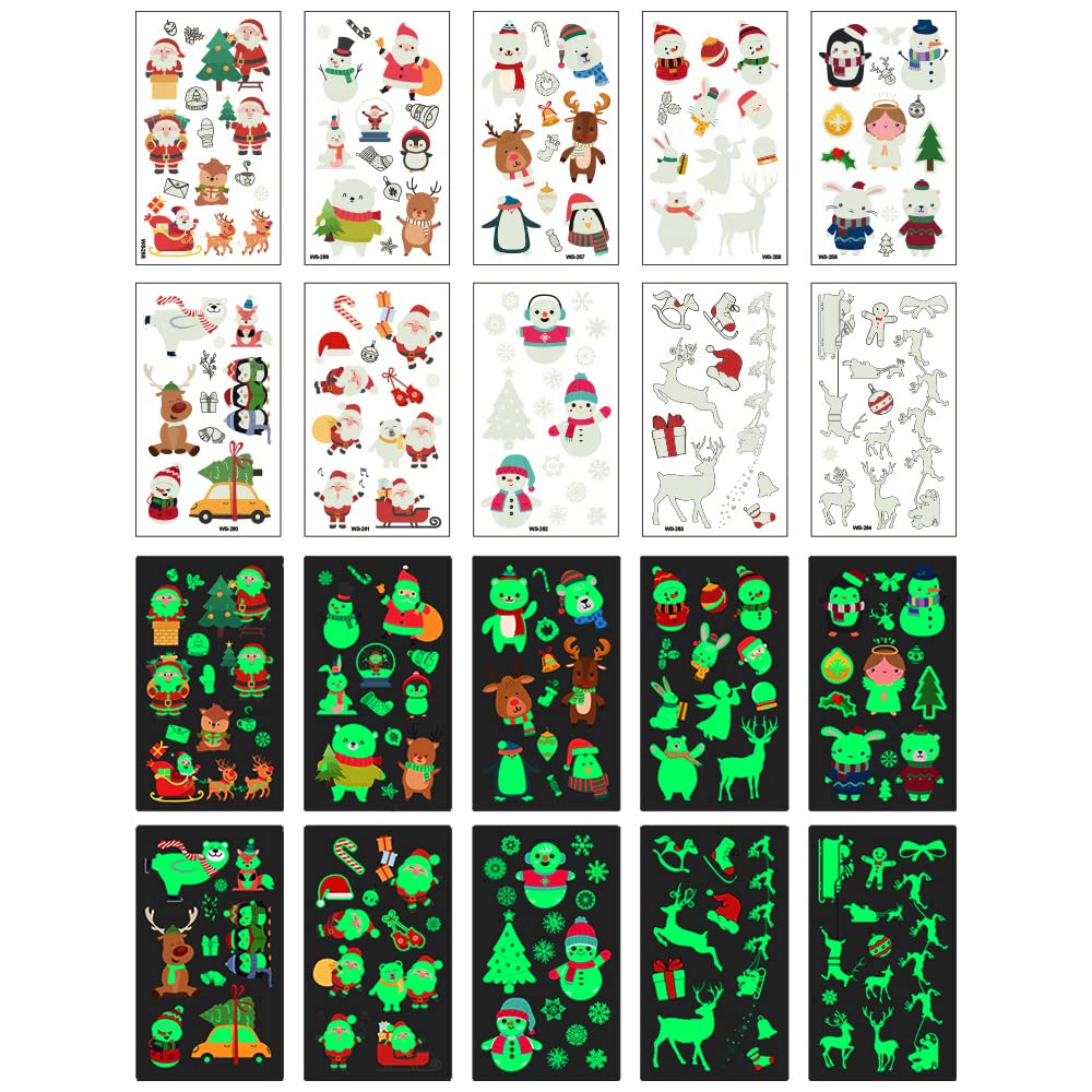 Glow-in-the-Dark Christmas Temporary Tattoos – 120 Pieces