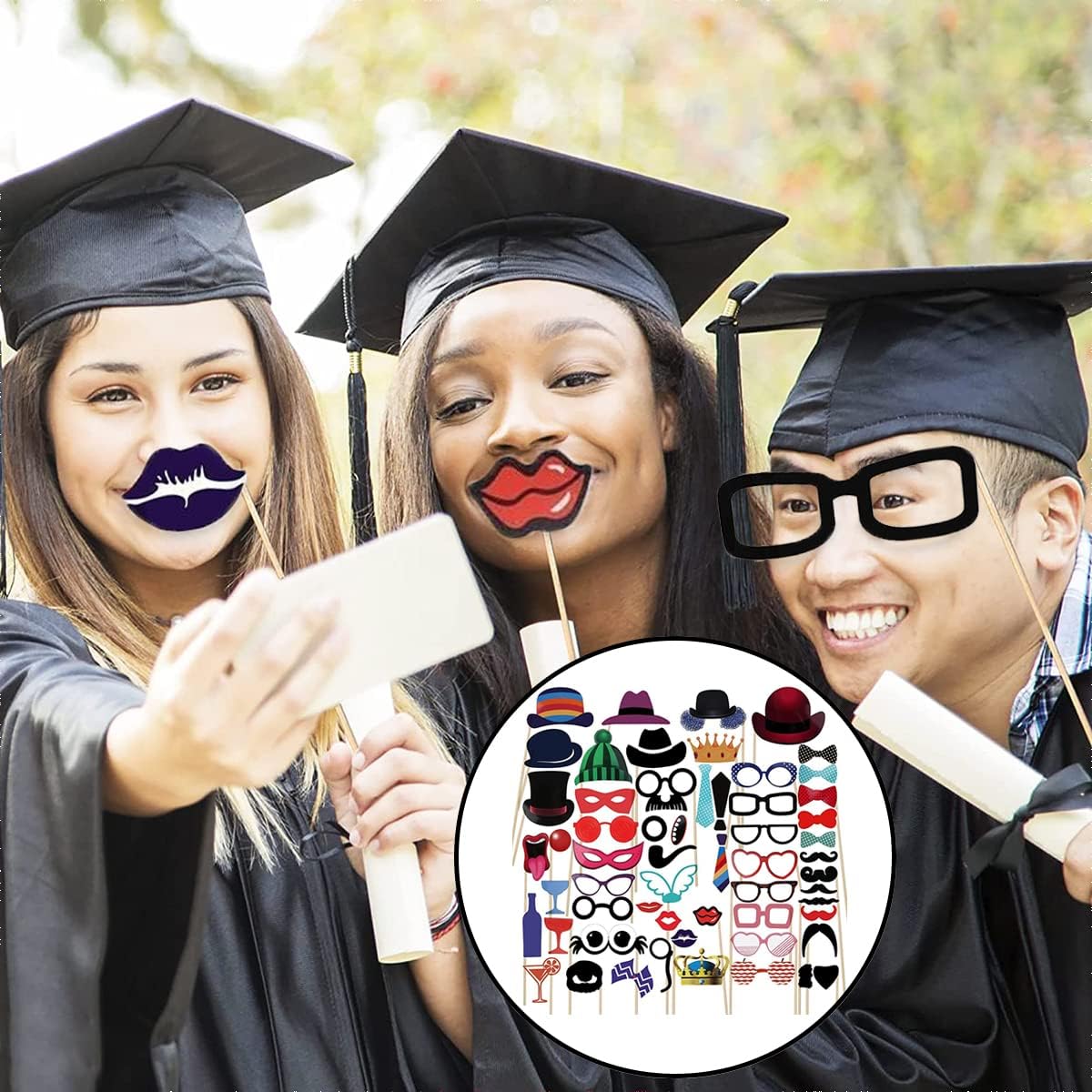 58-Piece Party Photo-Booth Prop Set