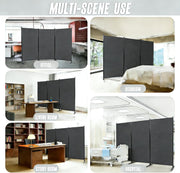 Grey 3-Panel Oxford-Cloth Room Divider – 260 × 180cm