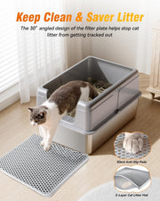 61 cm XL Stainless-Steel Cat Litter Box with High-Sided Lid