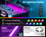 ODK L-Shaped Gaming Desk with LED Lights & USB Charging