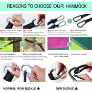 Portable 210D Nylon Camping Hammock – Black & Grey