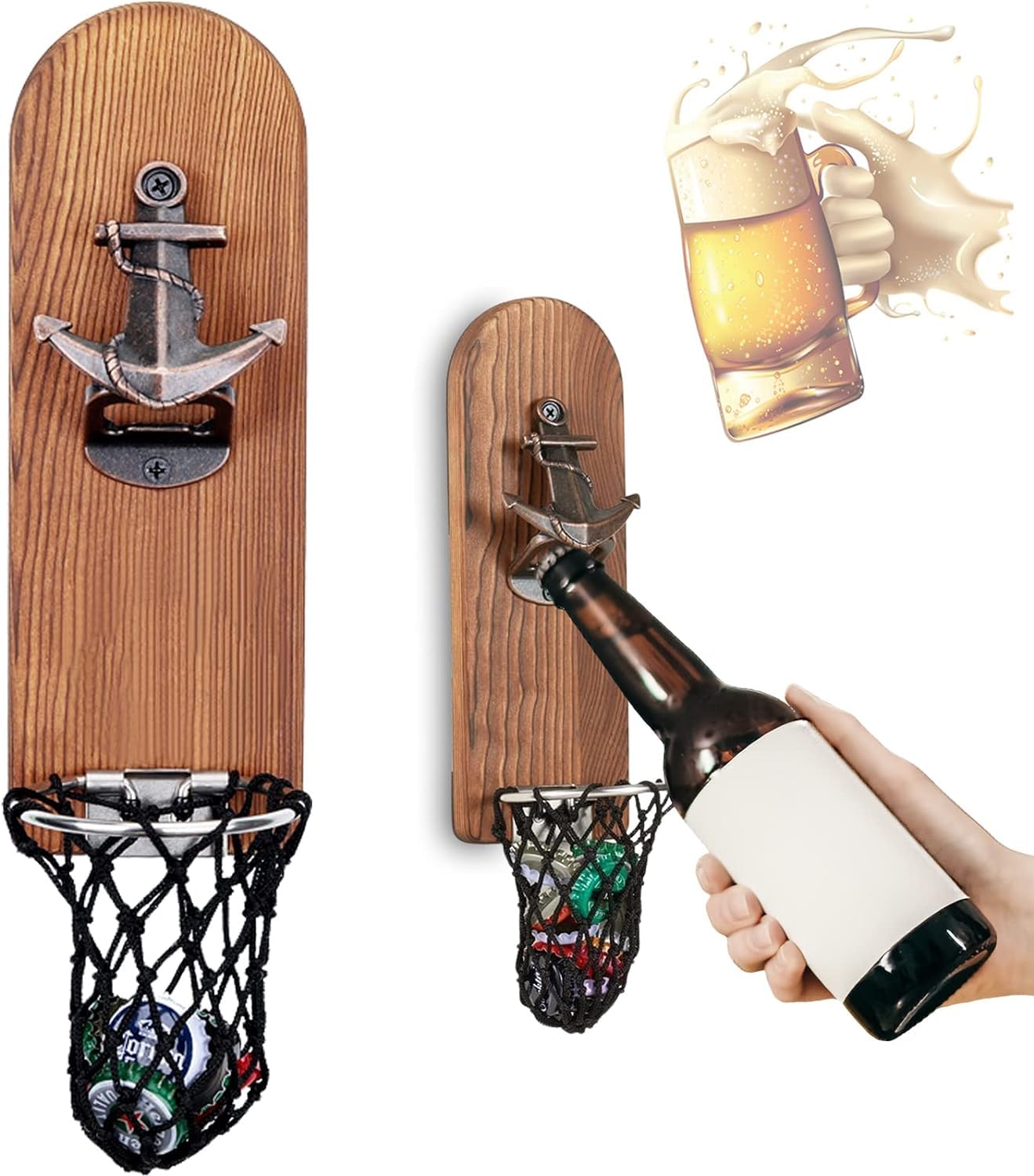 Magnetic Football Wall Bottle Opener with Cap Net