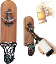 Magnetic Football Wall Bottle Opener with Cap Net