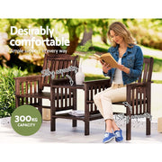 2-Seater Timber Garden Bench with Folding Table & Umbrella Hole