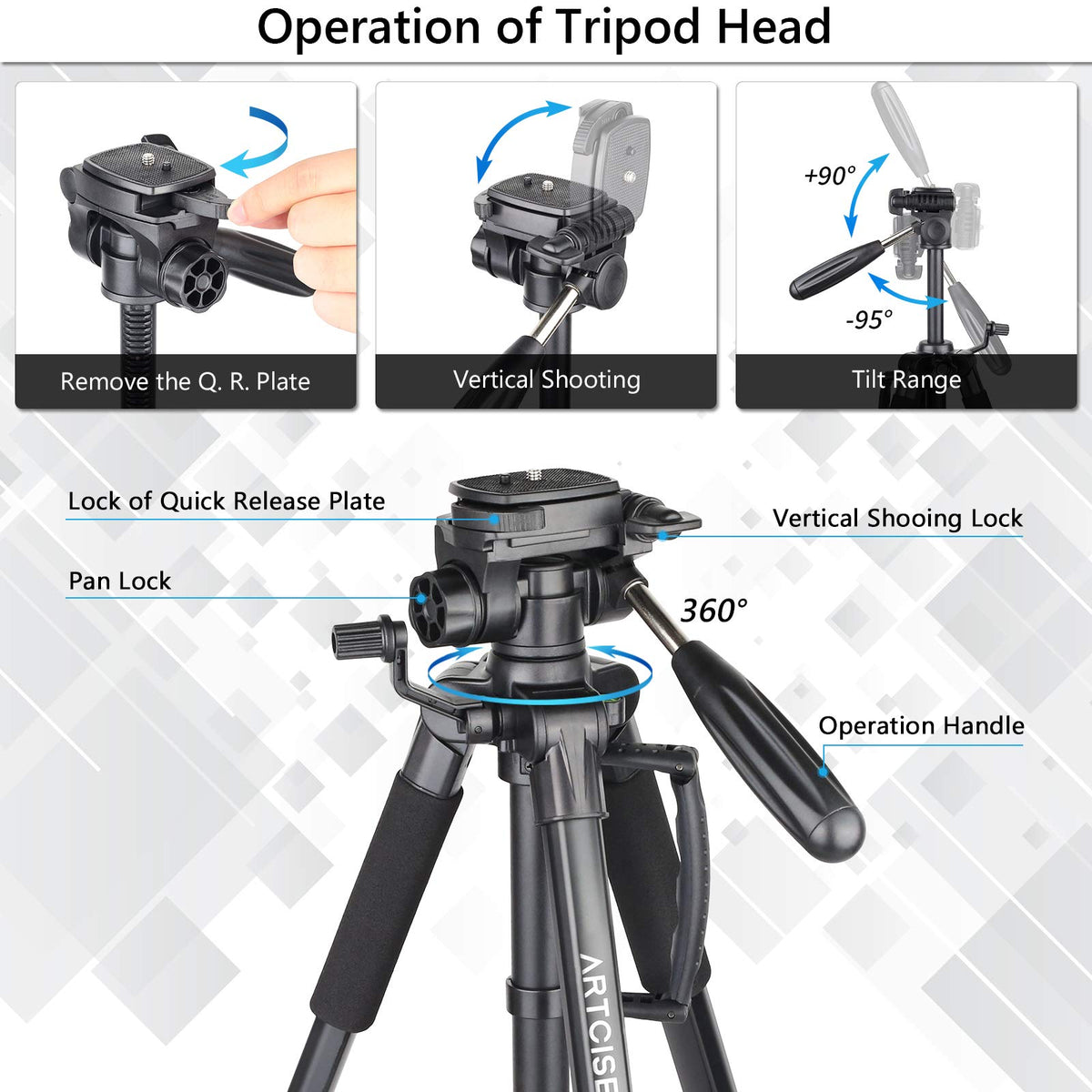 159 cm Camera & Phone Tripod with 4.5 kg Load Rating