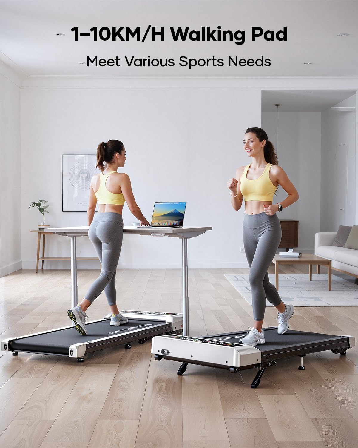 Walking Pad Treadmill with Incline 10%, 3.0 HP Brushless Motor Walking Pad Under Desk Treadmills for Home Office with App, Mute Control & LED Display