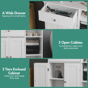 White Freestanding Storage Cabinet with Drawer & Shelves