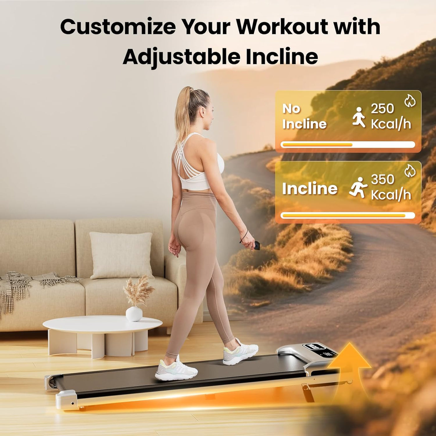 Walking Pad with Incline, Under Desk Treadmill, 2.5HP Treadmills for Home with Remote Control & Led Display, Non-Slip, Compact Portable, Low Noise for Workout Exercise