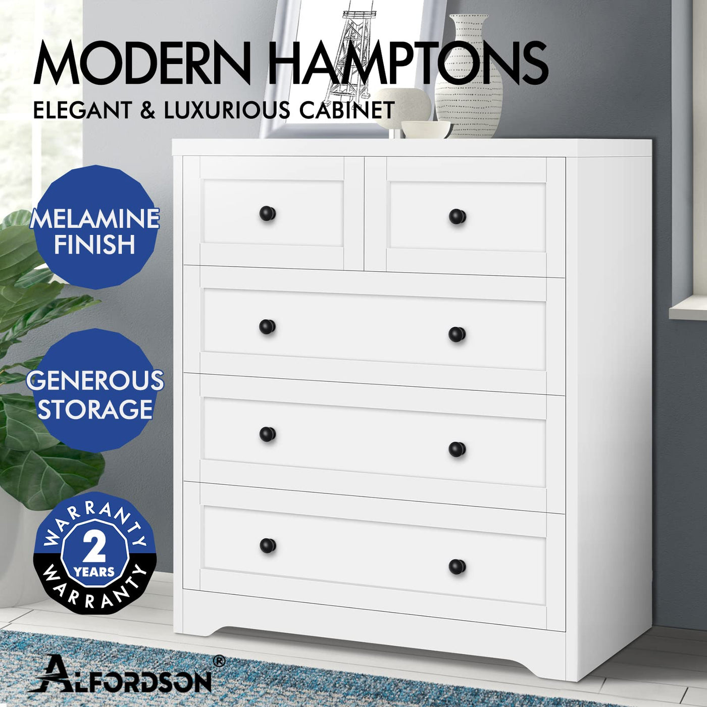 5-Drawer Tallboy Storage Cabinet