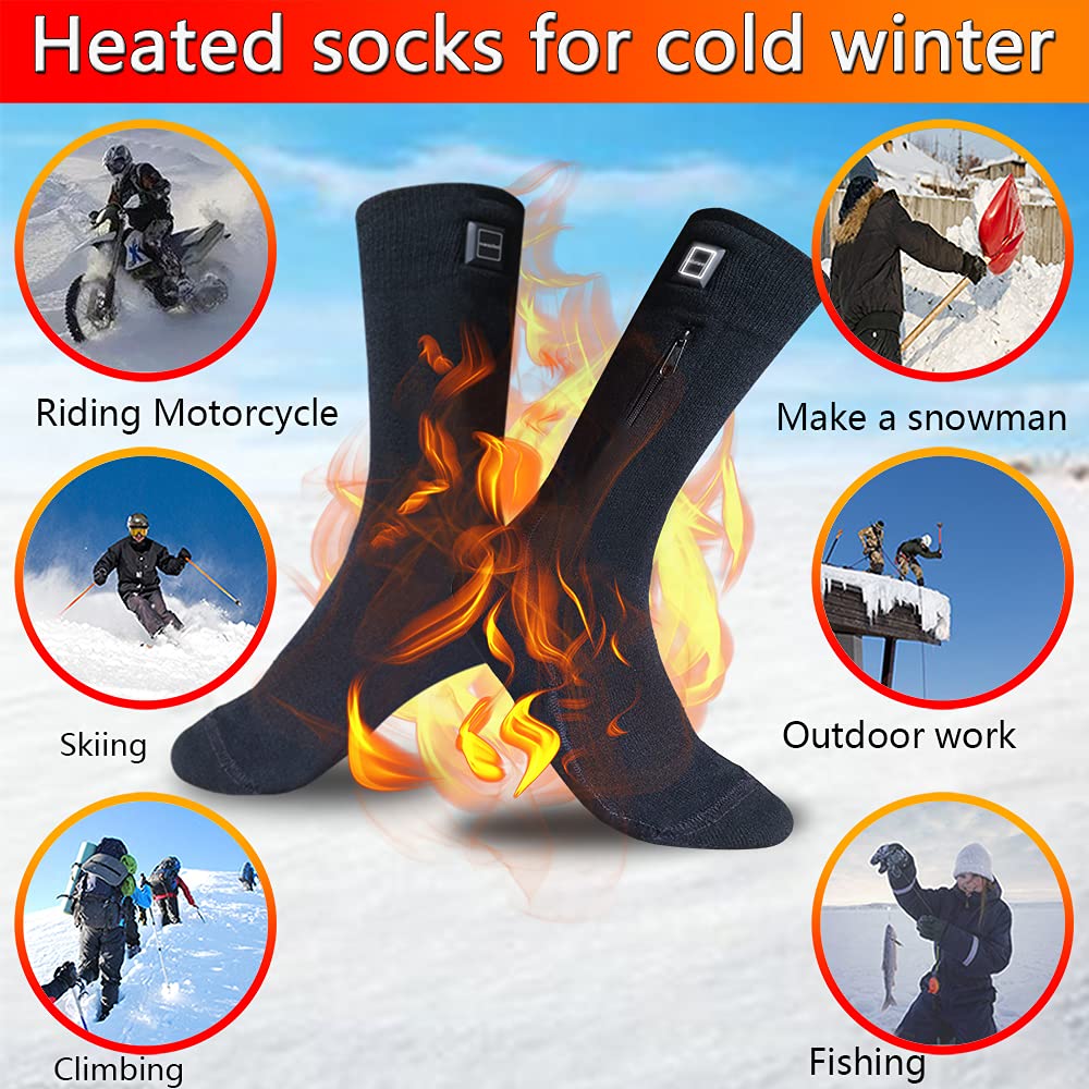 Rechargeable Heated Socks with 3 Heat Levels – 3 Sizes
