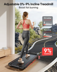 4 in 1 Foldable Walking Pad Treadmill with Incline and Handle Bar, 2.5HP with Dual Display and Mute Control, Under Desk Treadmills for Home with App Bluetooth Folding Treadmill