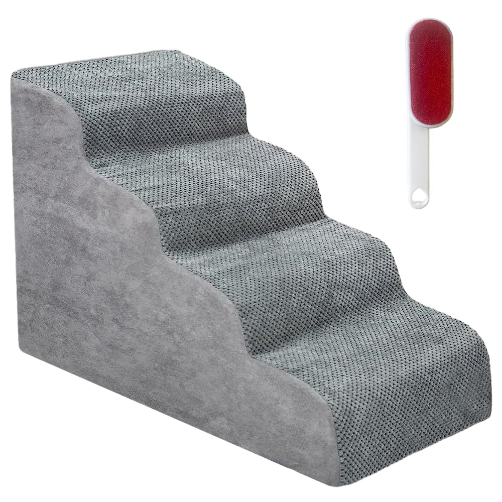 4-Step High-Density Foam Pet Stairs with Washable Cover