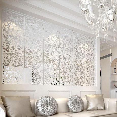 Yizunnu Hanging Room Divider Made of PVC Panels Screen,Room Divider for Decorating Living Room, Dining Room, Sitting Room, Office, Restaurant Decoration(White, 12 pcs)