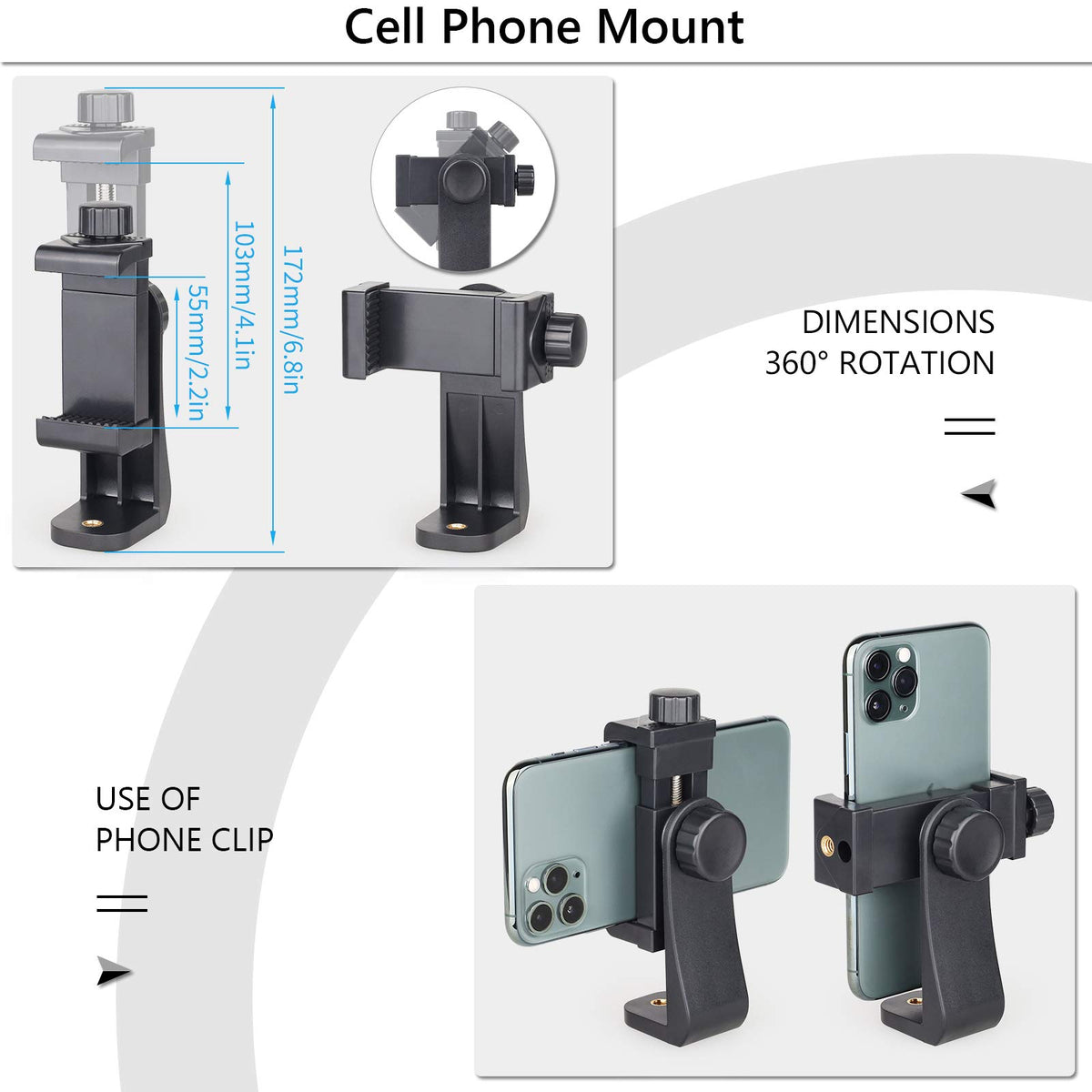 159 cm Camera & Phone Tripod with 4.5 kg Load Rating
