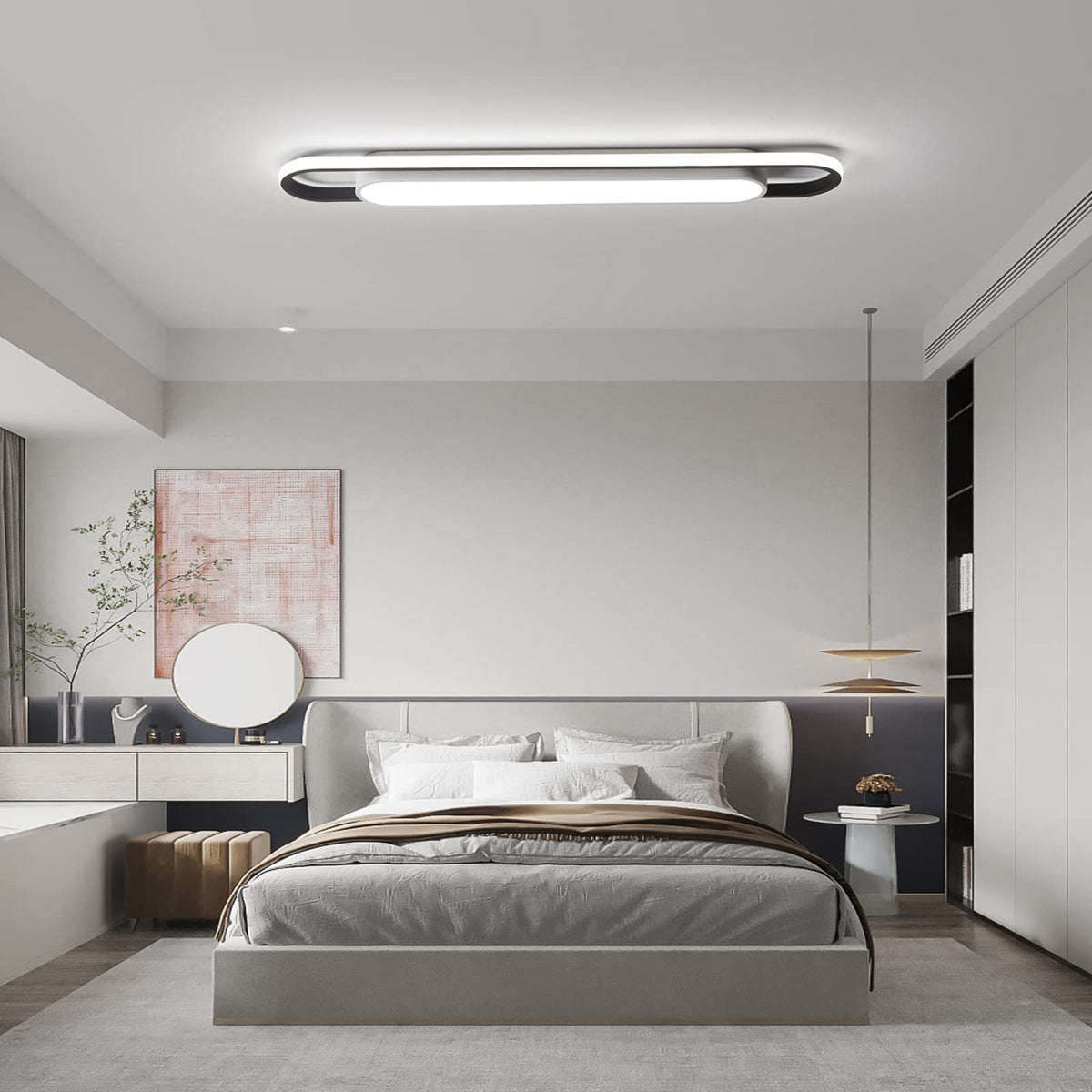 Modern LED Ceiling Light, 36.2" Flush Mount Ceiling Lamp,Metal Ceiling Chandelier Lighting Fixture for Living Room Bedroom Dining Room Office Hallway Aisle (White Light)