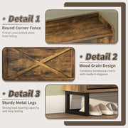 Rustic-Brown Shoe Cabinet with 2 Flip Drawers