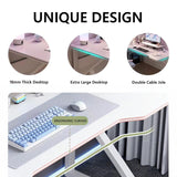 Large Gaming Desk,Ergonomic Lage Gaming Desk,K-Shaped Computer Desk,Home Office Workstation,Space-Saving,Easy to Assemble (White, 100CM)