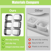 Stainless Steel Snack Containers, Reusable Condiment Box with Lids, 3 Compartment Sauce Cups, Divided Food Storage Containers for School, Home, Travel