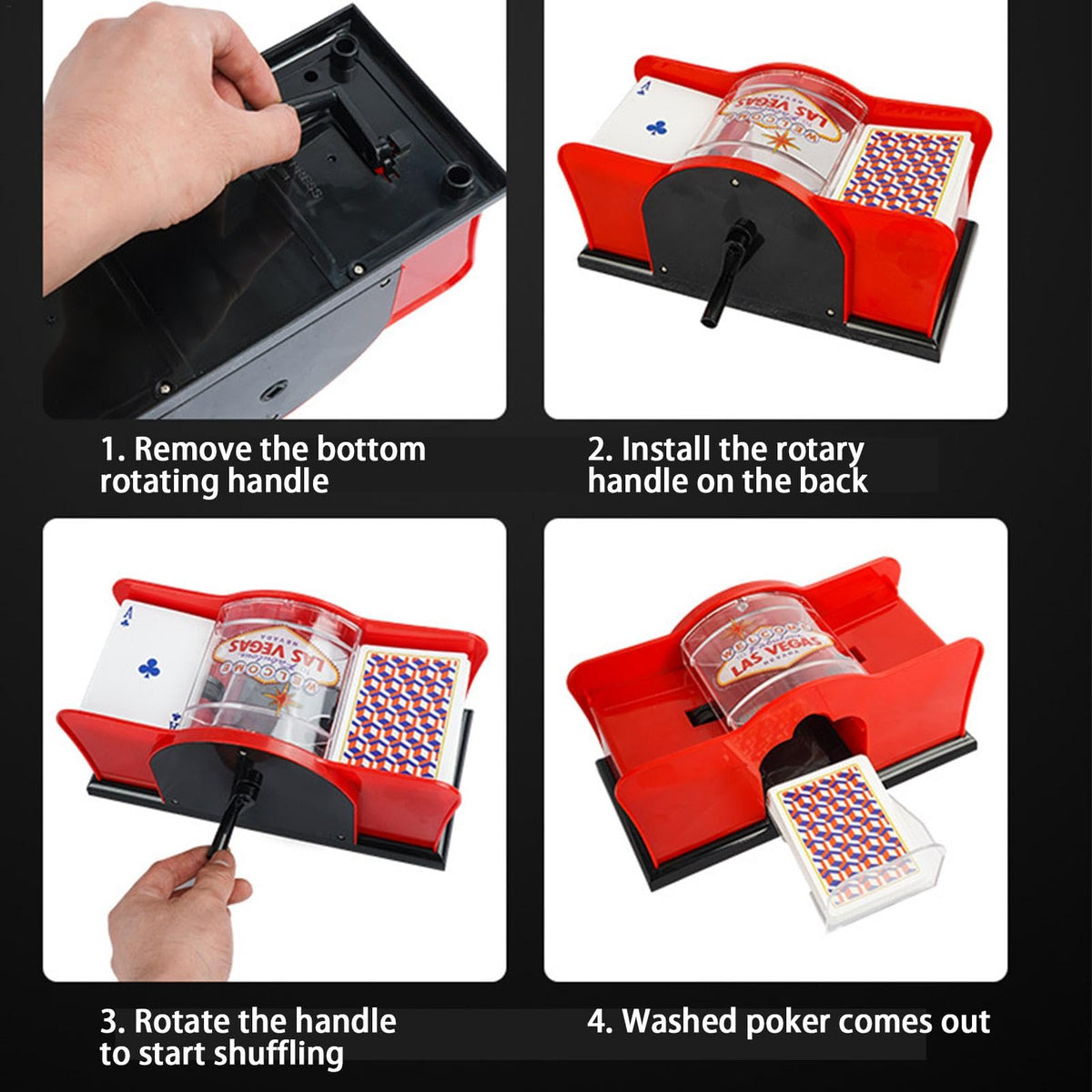 Hand-Cranked 2-Deck Playing-Card Shuffler