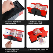 Hand-Cranked 2-Deck Playing-Card Shuffler