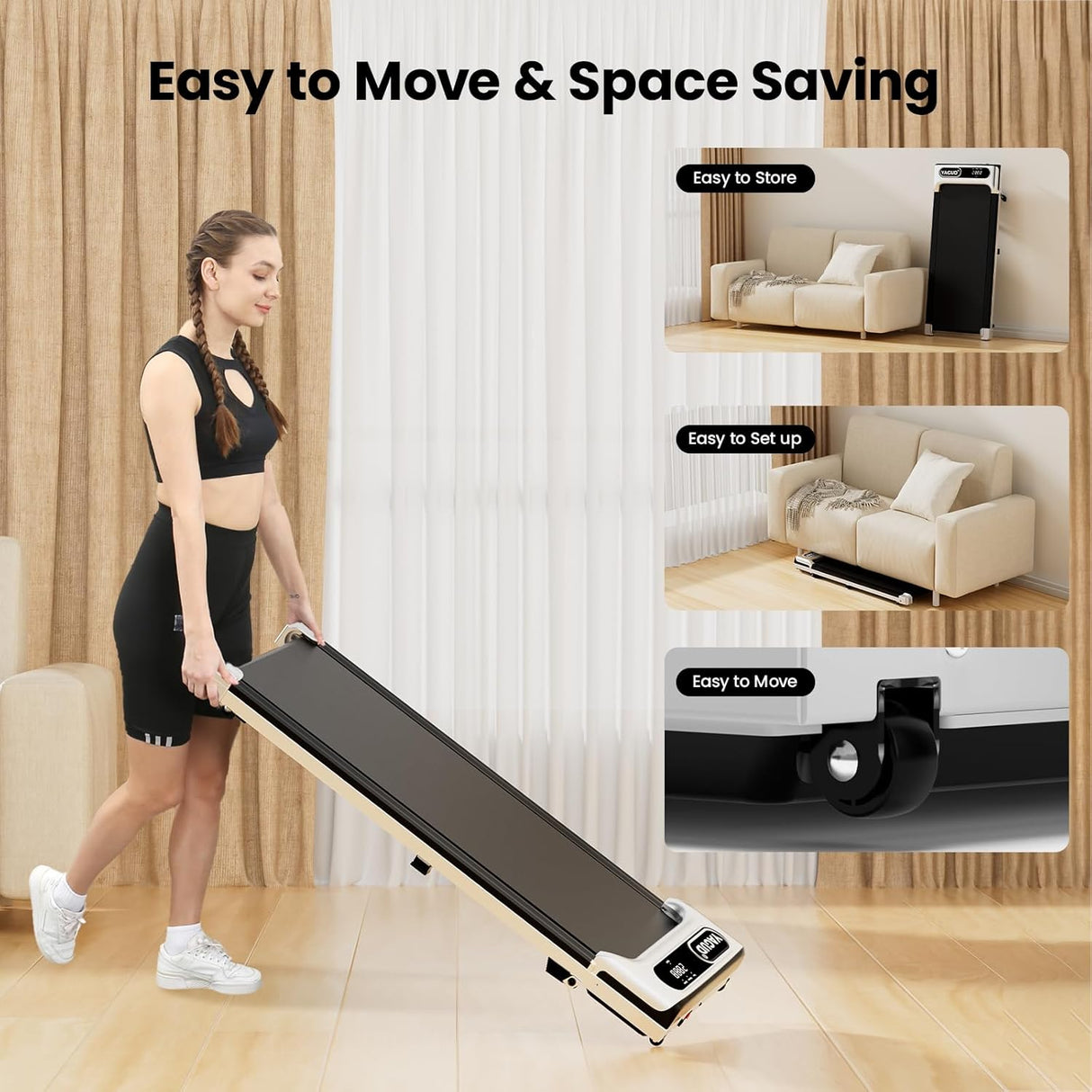 Yagud Walking Pad with Incline, Under Desk Treadmill, 2.5HP Treadmills for Home with Remote Control & Led Display, Non-Slip, Compact Portable, Low Noise for Workout Exercise