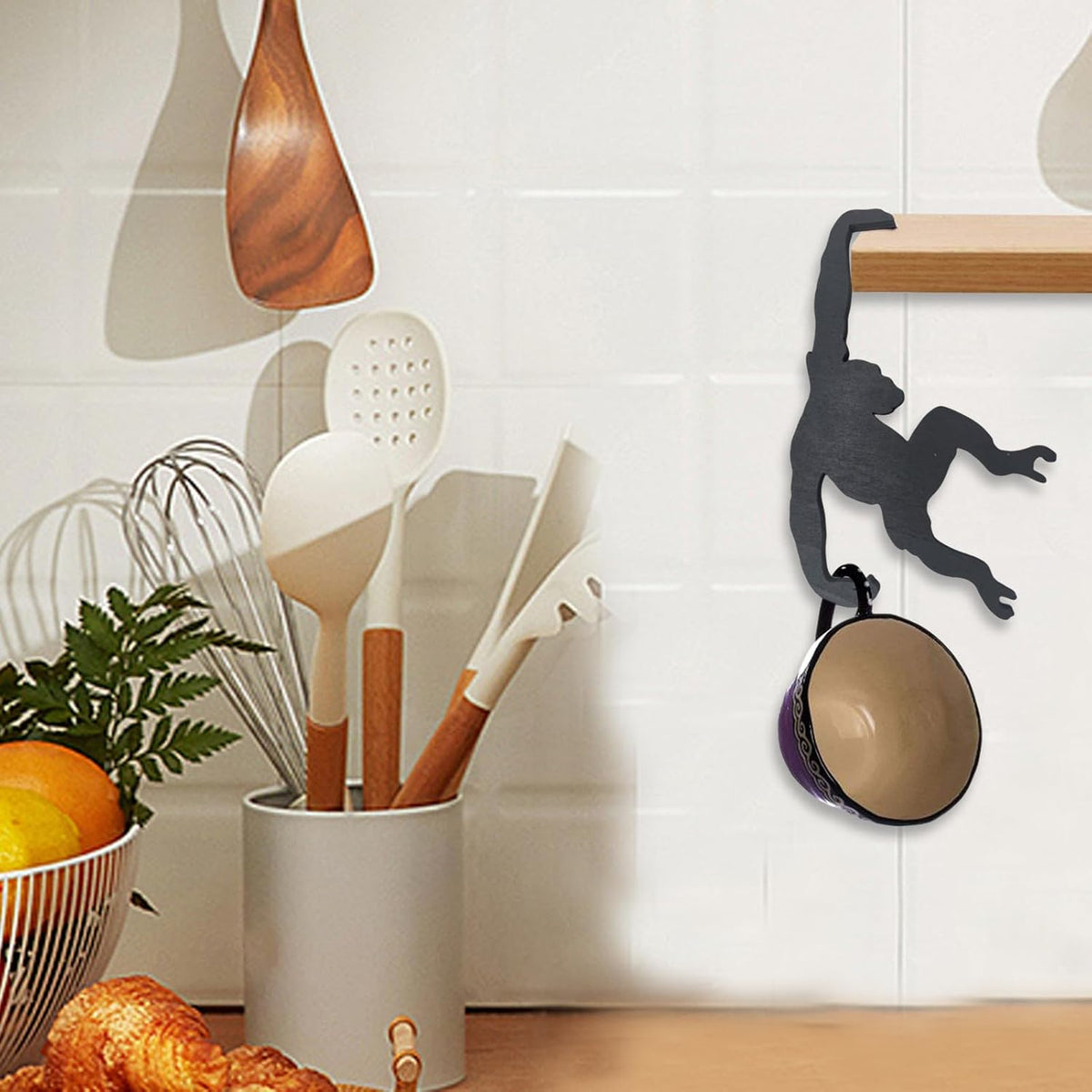 Monkey-Shaped Wooden Hanging Banana Hook