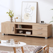 120 cm Wooden TV Cabinet with 2 Drawers & Shelves