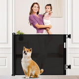 Retractable Safety Gate Baby Gate Dog Gate for Door Stair, Durable Mesh and Rotary Lock Design, 86cm Tall Extends up to 150cm Wide Gate Black Color