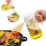2-in-1 Glass Cooking Oil Sprayer & Pourer – 470 ml, White