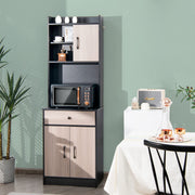 Black 3-Door Buffet Cabinet with Drawer & 4 Adjustable Shelves