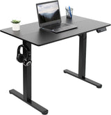 VIVO Electric Height Adjustable 102cm x 61cm Stand Up Desk, Complete Standing Workstation with Memory Controller, Black 2 Part Top, Black Frame, DESK-EP40TB